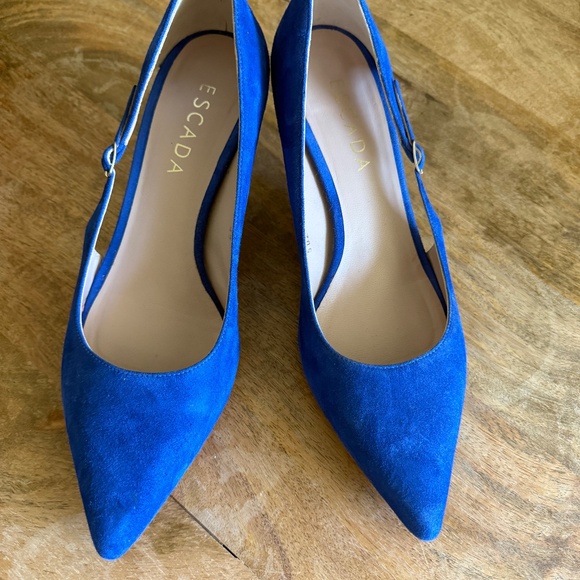 Escada Blue Suede Slingback Pumps Size EU 38 (fits US 7–7.5) - Picture 1 of 6